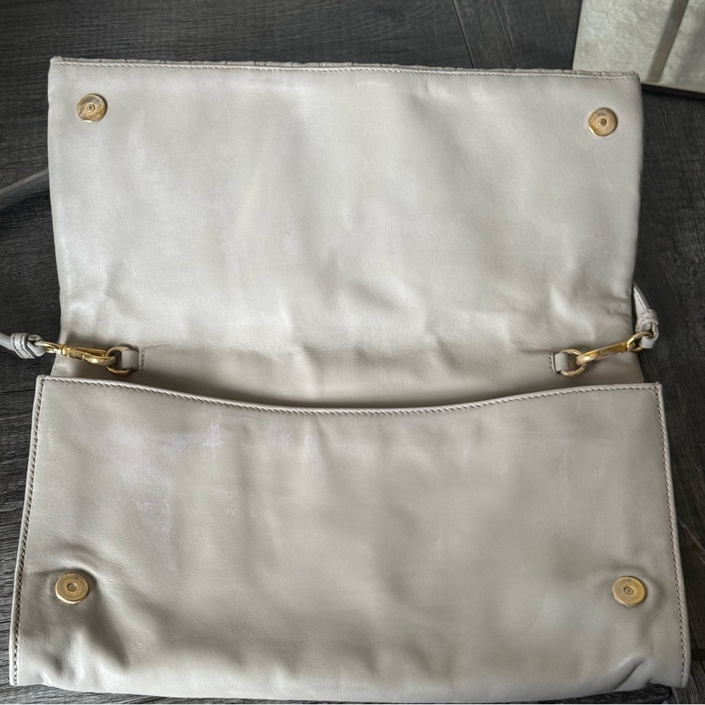 💎MIU MIU Matelasse Gather Leather Shoulder/ Clutch Bag Gray/ EUC💎 - Picture 8 of 16